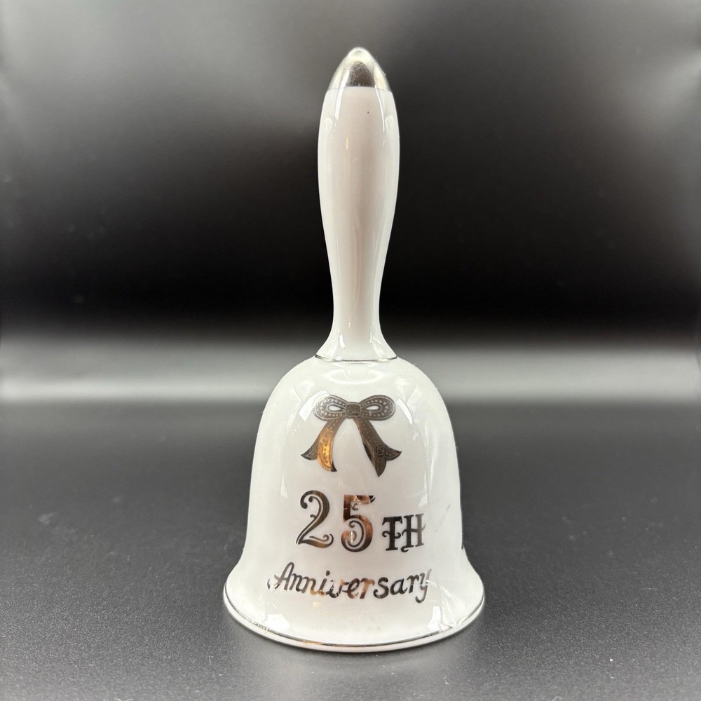 ๐ Vintage Leftonโ 25th Anniversary Porcelain Bell | Silver Jubilee Wedding Gift - Picture 2 of 6